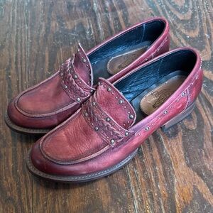 Freebird by Steven Red Studded Myla Leather Women’s Loafers Size 7